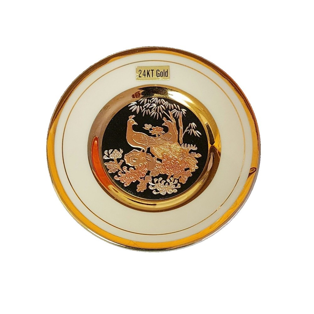 1987 Vintage Expressive Designs Chokin 24kt Gold Decorative Plate Peacock #284